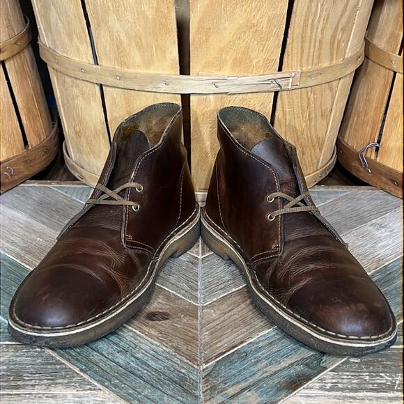 Clarks Originals Beeswax Brown Leather Crepe Sole Desert Chukka Boots Men Size 9 - Picture 7 of 11